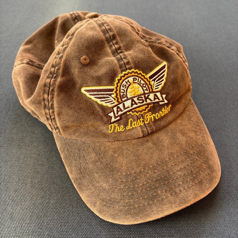 Alaska The Last Frontier embroidered brown strapback baseball cap hat